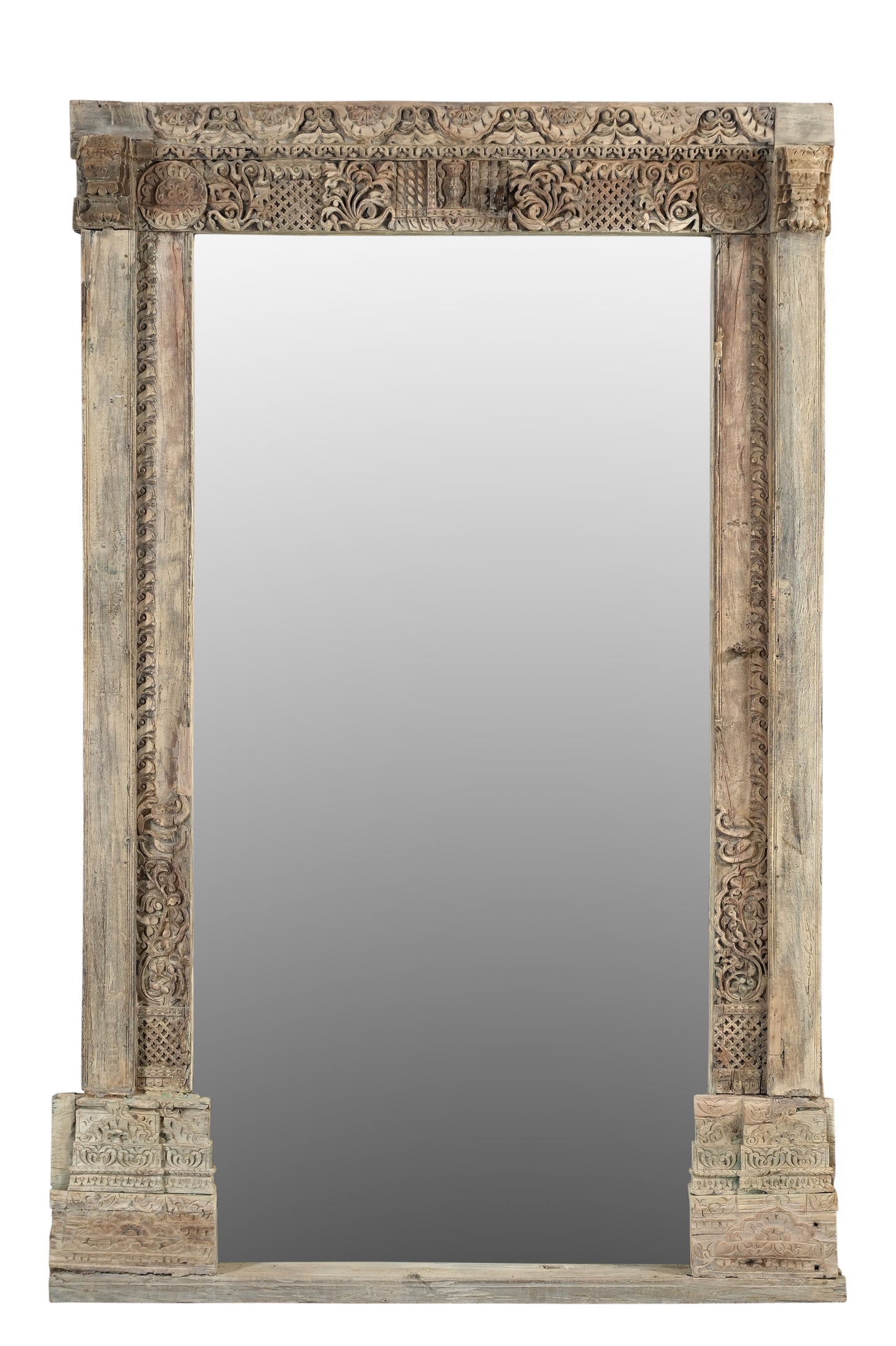 Vintage Indian Hand Carved Mirror (J25VP4)