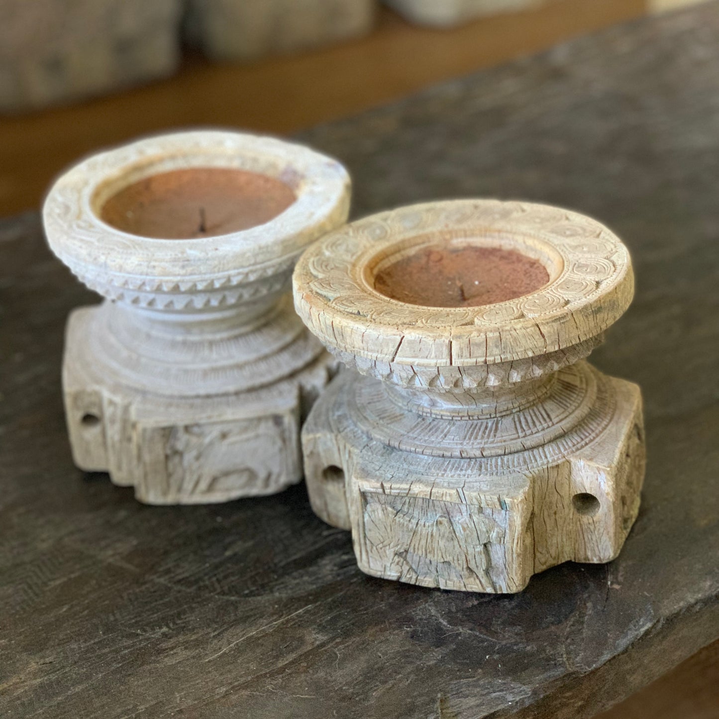 Vintage Indian Seeder Candle Holders (J25VP99)