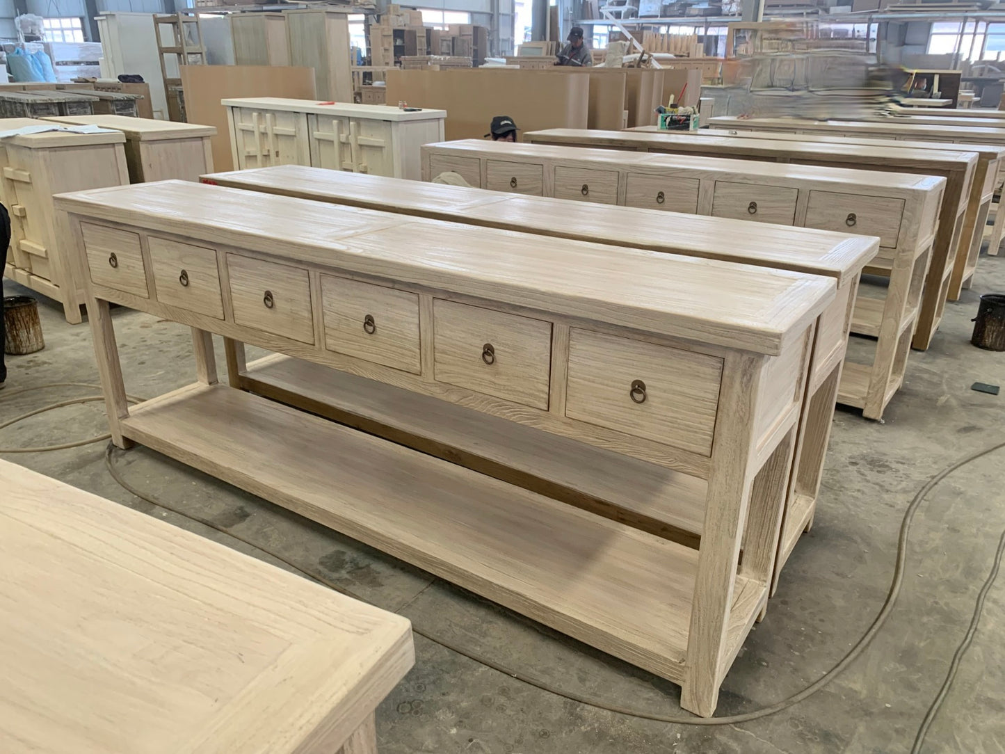 6 Drawer Console | 230 cm | Natural Elm