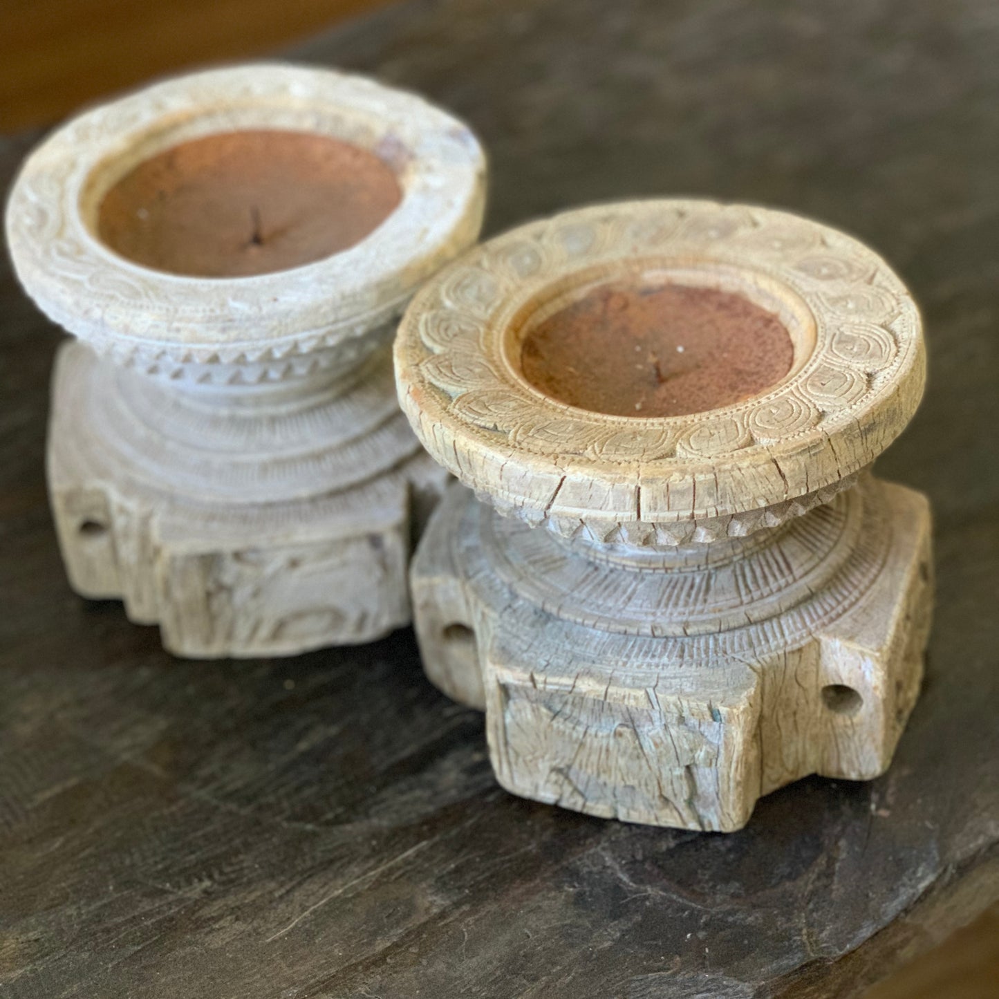 Vintage Indian Seeder Candle Holders (J25VP99)