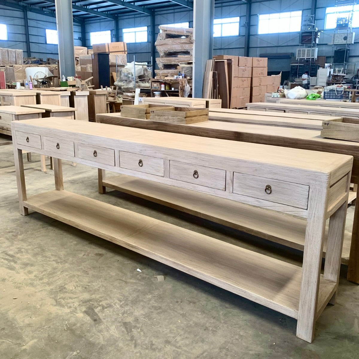 6 Drawer Console | 280 cm | Natural Elm