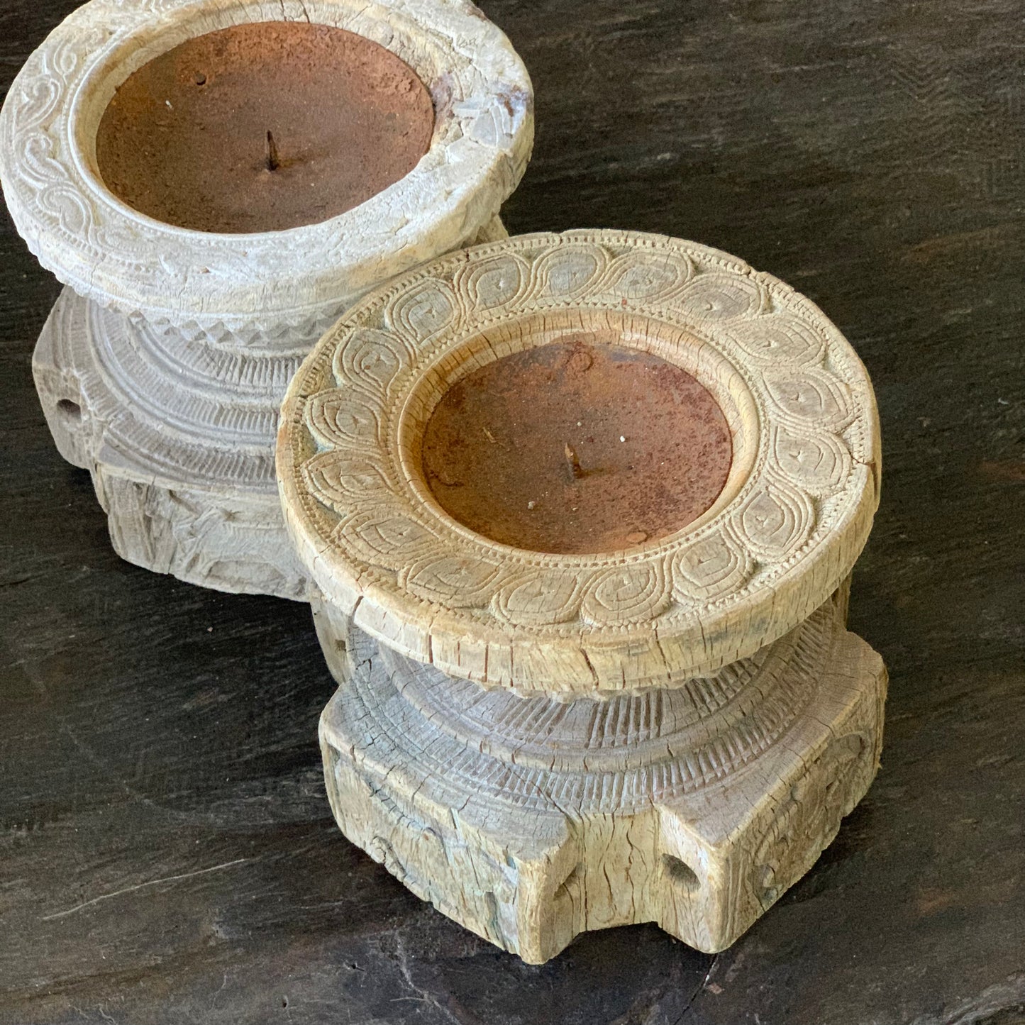 Vintage Indian Seeder Candle Holders (J25VP99)