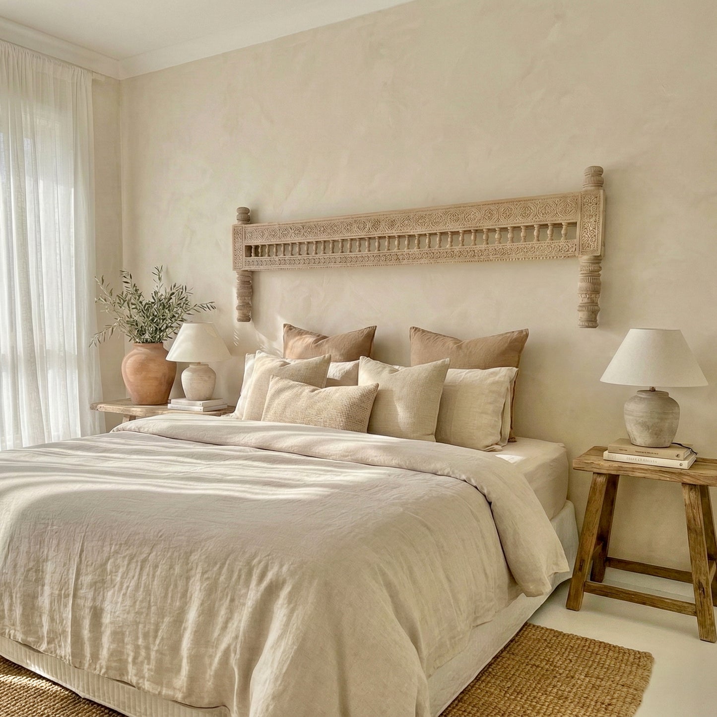 Vintage Indian Hand Carved Wall Panel