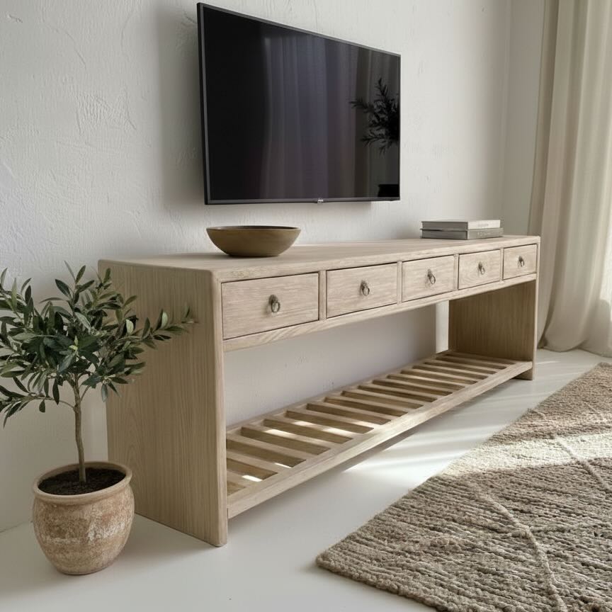 5 drawer entertainment unit | 180 cm | Natural Elm