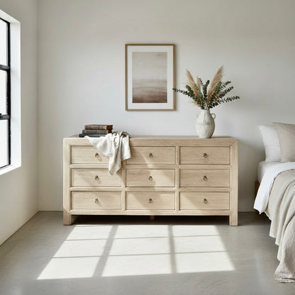 Zuri | 9 Drawers Chest | 180cm wide | Natural Elm