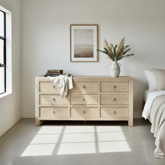 Zuri | 9 Drawers Chest | 180cm wide | Natural Elm