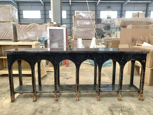 Mehraab Elm Console | 240 cm | Vintage Black