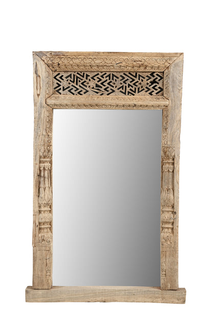 Vintage Indian Hand Carved Mirror(J25VP73)