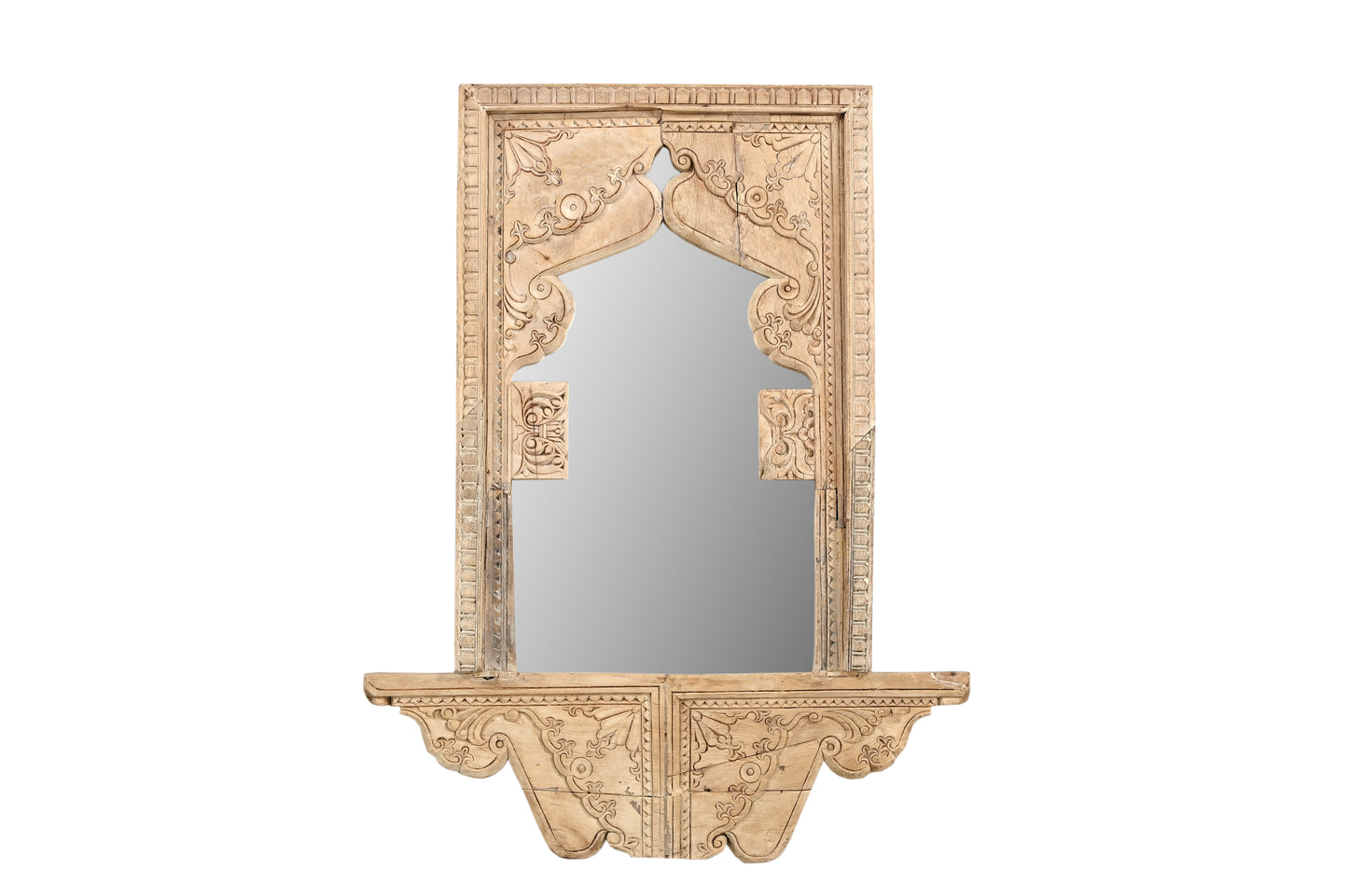 Vintage Indian Hand Carved Mirror (J25VP36)