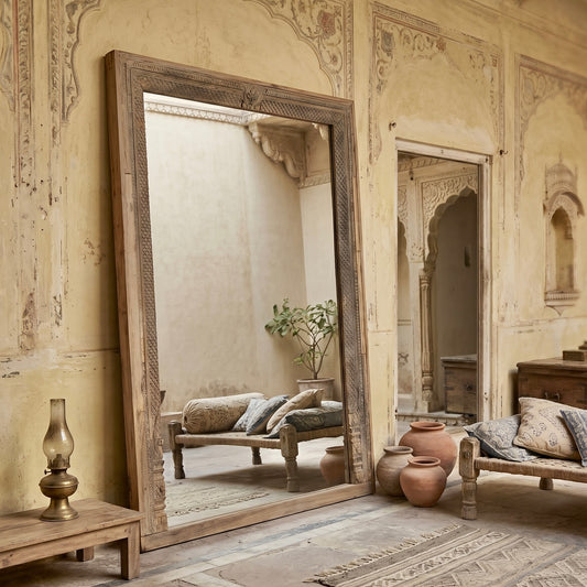 Vintage Indian Hand Carved Mirror (A26VP52)