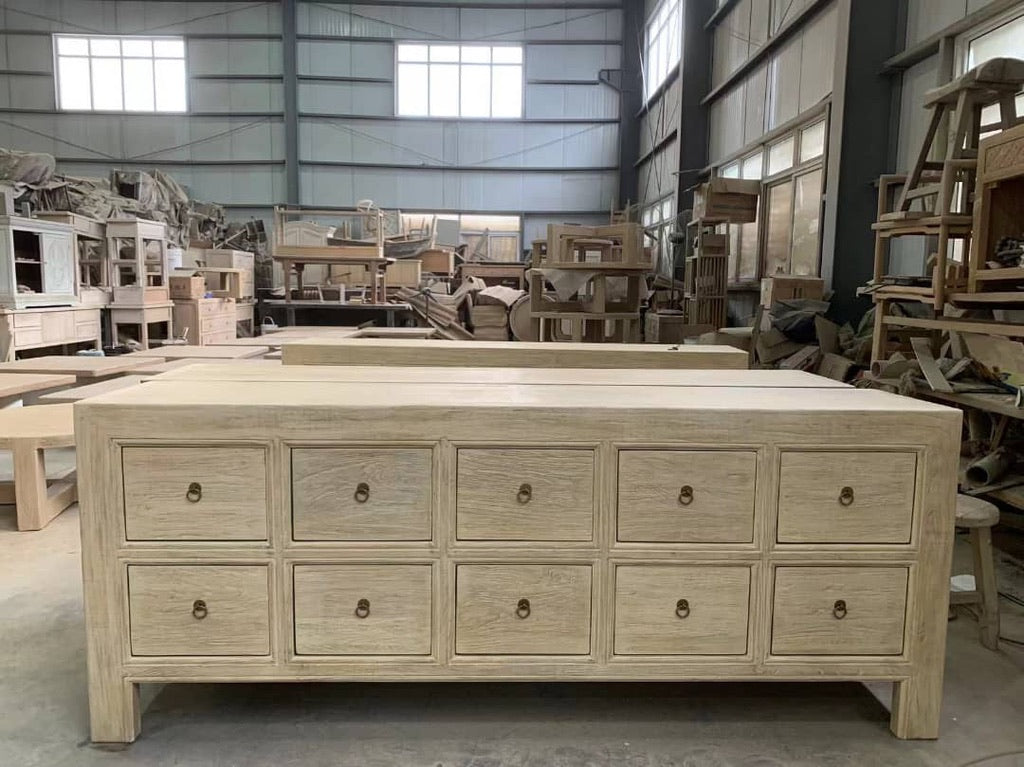 10 Drawers Chest | 220cm  wide | Natural Elm