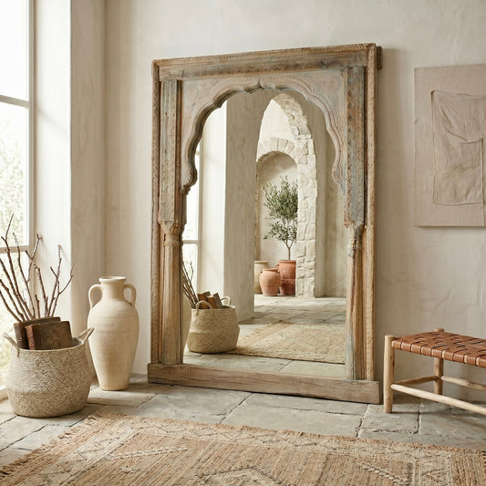 Vintage Indian Hand Carved Mirror (A26VP62)