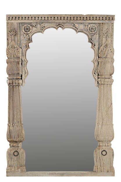 Vintage Indian Hand Carved Mirror (J24VP89)