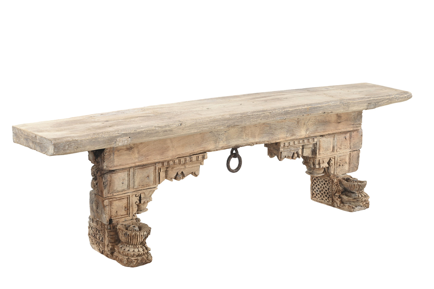 Vintage Indian Hand Carved Bench Seat (A26VP53)