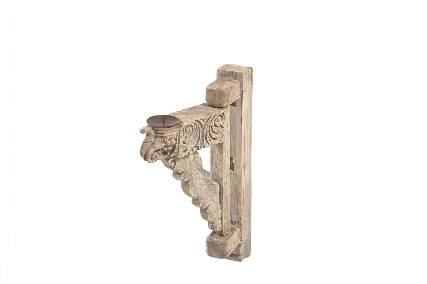 Vintage Indian hand carved wall candle stand (A26VP81)