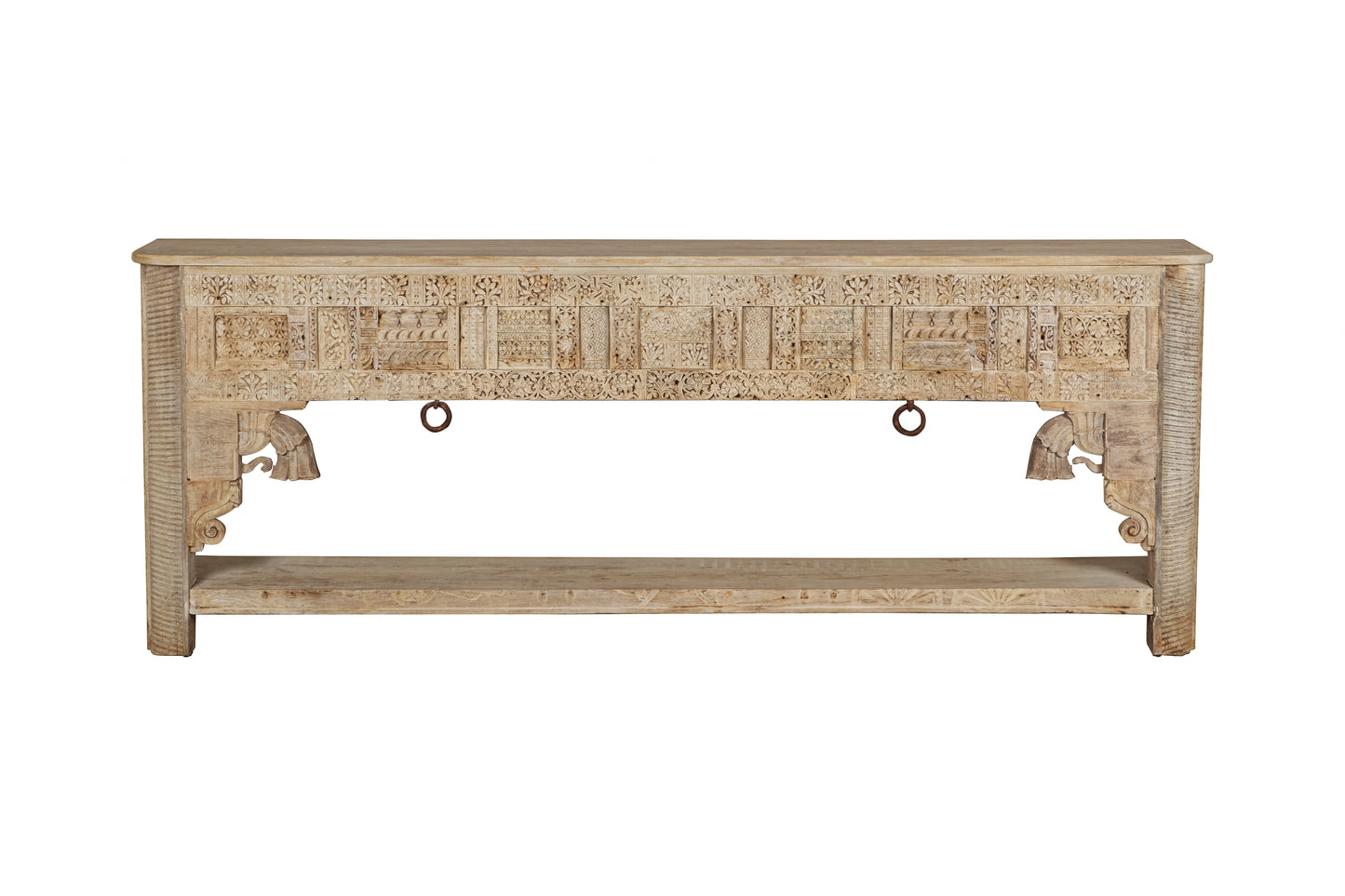 Vintage Indian Hand Carved Panel Console (A26VP82)