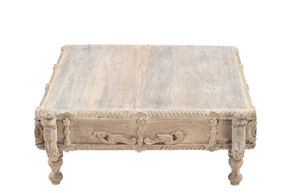 Vintage Indian hand carved bajot table (A26VP97)