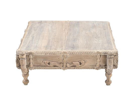 Vintage Indian hand carved bajot table (A26VP97)