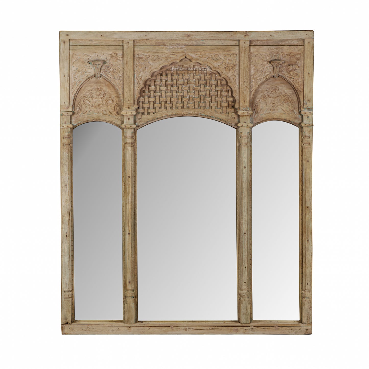 Vintage Indian wooden frame mirror (A26VP106)
