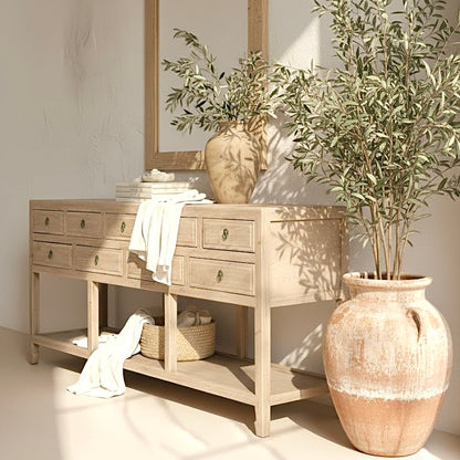 9 Drawer Console with Shelf | 200 cm | Natural Elm