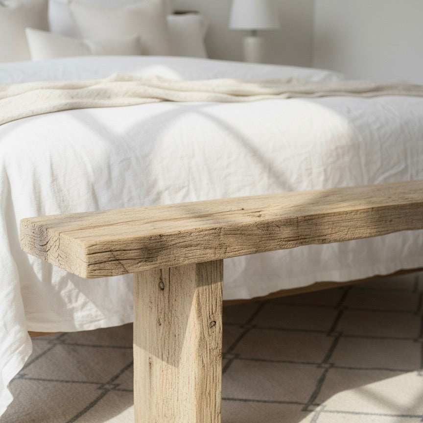 Samira Rustic bench Seat - Vintage Elm Timber | 170 cm | Natural Elm