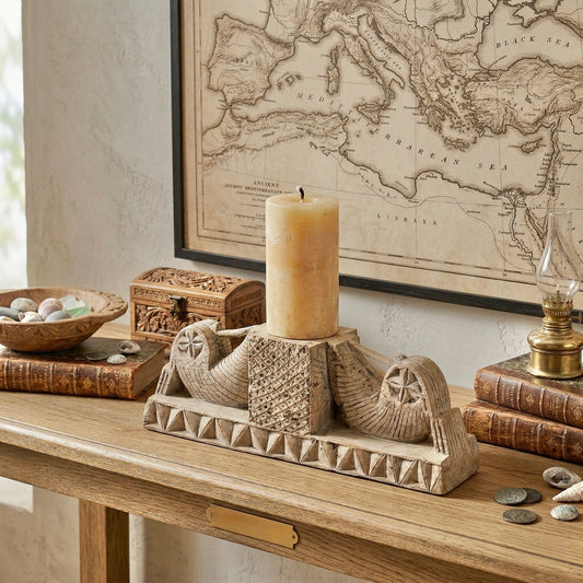 Vintage Indian Hand Carved Candle Stand (A26VP21)