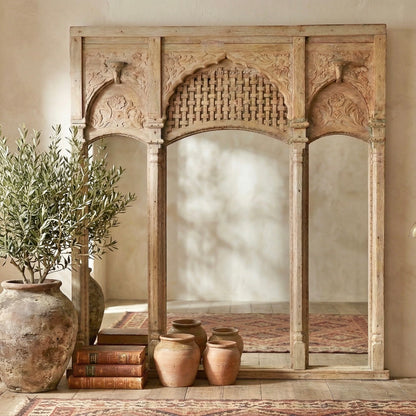 Vintage Indian wooden frame mirror (A26VP106)