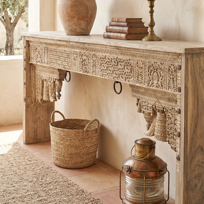 Vintage Indian Hand Carved Panel Console (A26VP107)