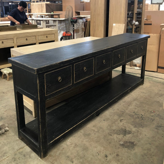 6 Drawer Console | 230 cm | Black