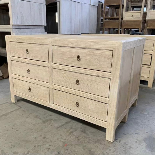 Six Drawer Chest | 140 cm | Reclaimed Elm | Pre-Order