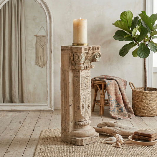 Vintage Indian Pillar Candle Stand (A26VP26)