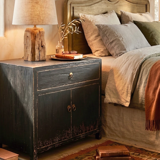 Sehri | Elm Bedside Table | Oversized | Black