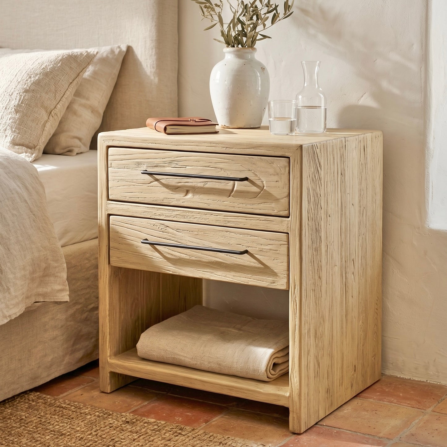 The Capri Elm Bedside | 50 cm wide | Natural Elm