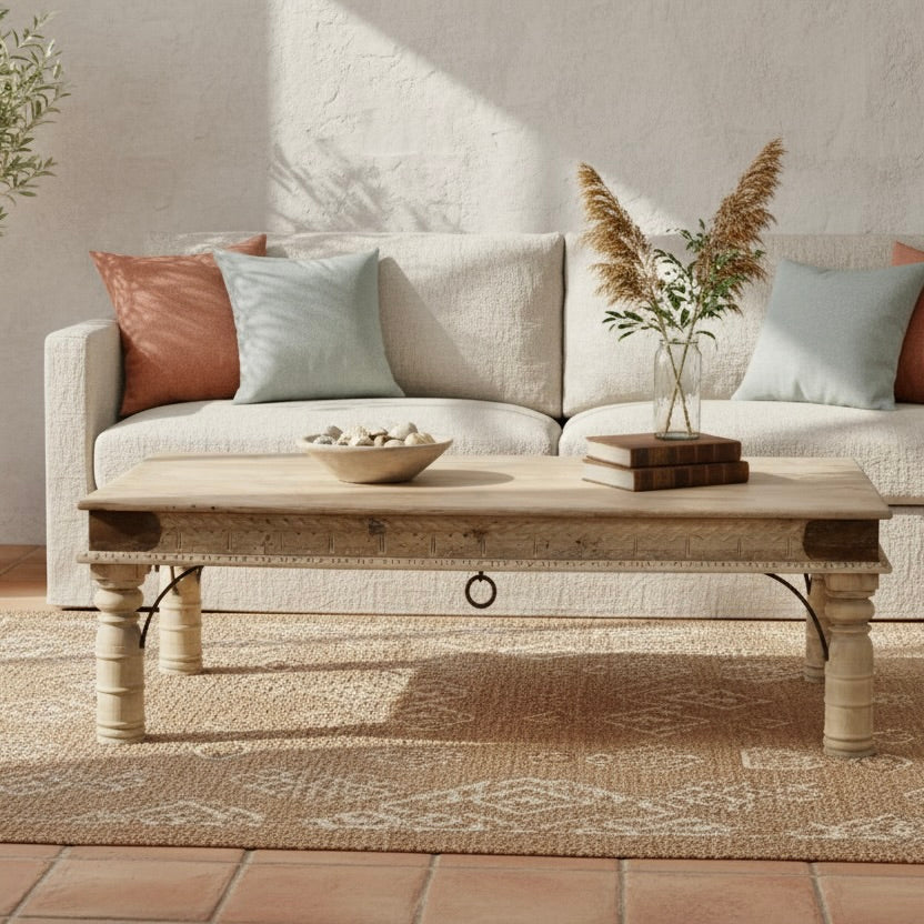 Vintage Indian Hand Carved Coffee Table (J25VP102)