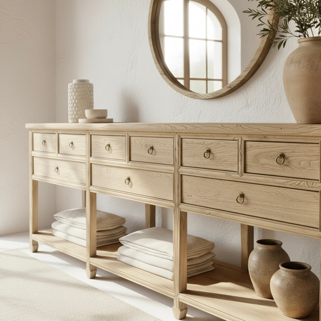 9 Drawer Console | 240 cm | Natural Elm