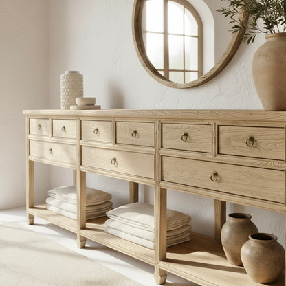 9 Drawer Console | 240 cm | Natural Elm