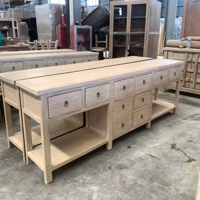 Heritage Console | 10 Drawer Console with Shelf | 240 cm | Natural Elm