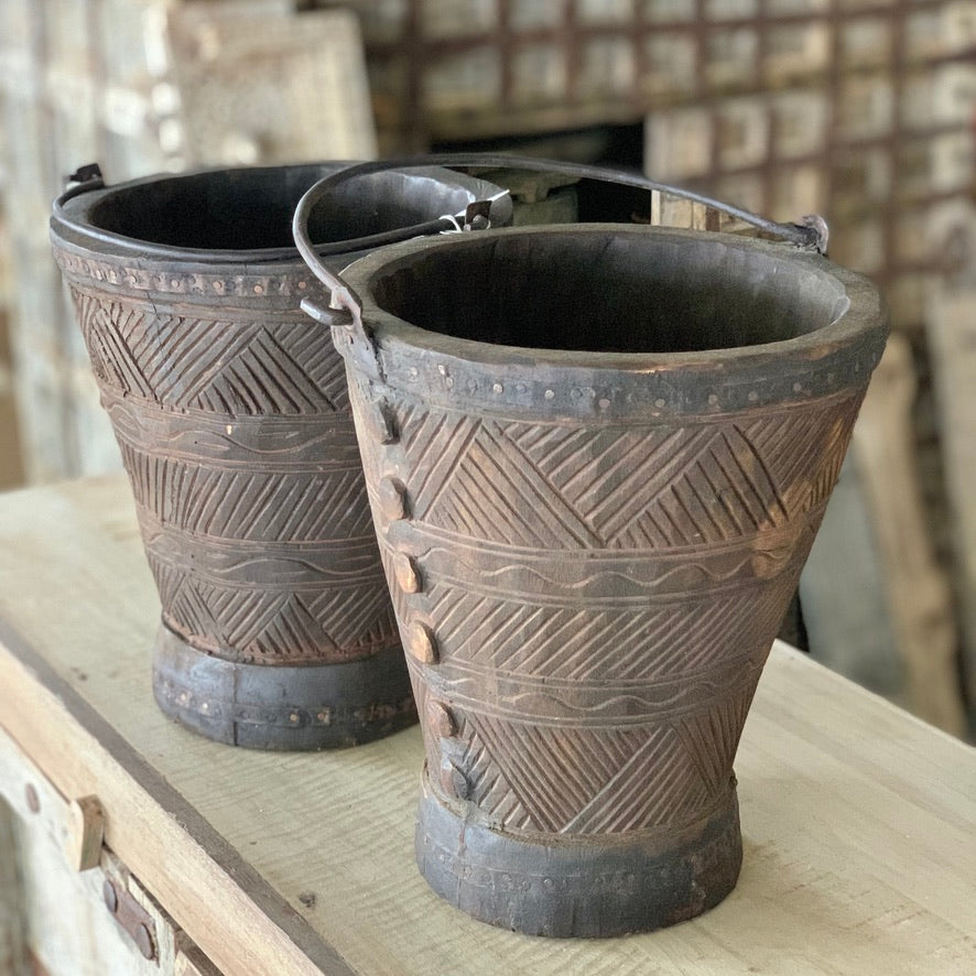 Vintage Indian bucket with handle