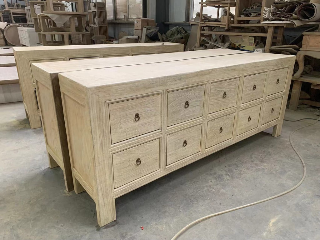 10 Drawers Chest | 220cm  wide | Natural Elm