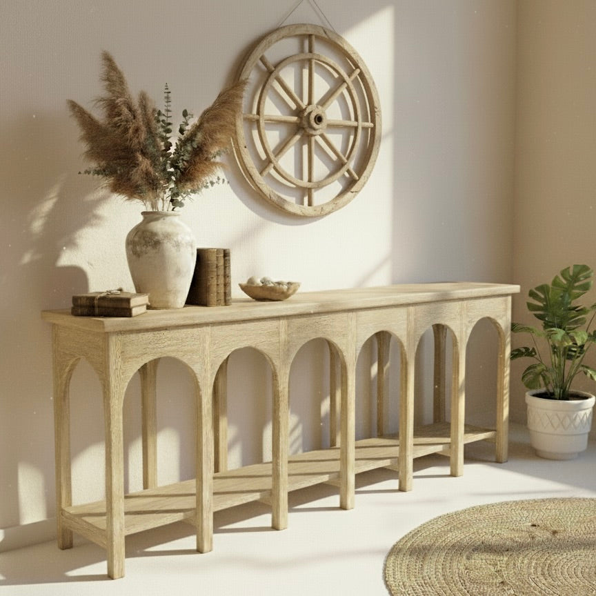 Mehraab Elm Console | 240 cm | Natural Elm
