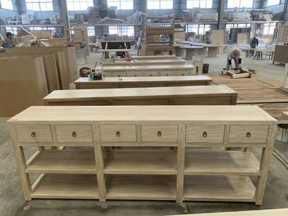 6 Drawer Console | 240 cm | Natural Elm | Pre-Order