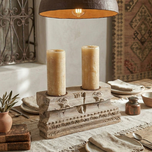 Vintage Indian Pillar Base Candle Stand (A26VP27)