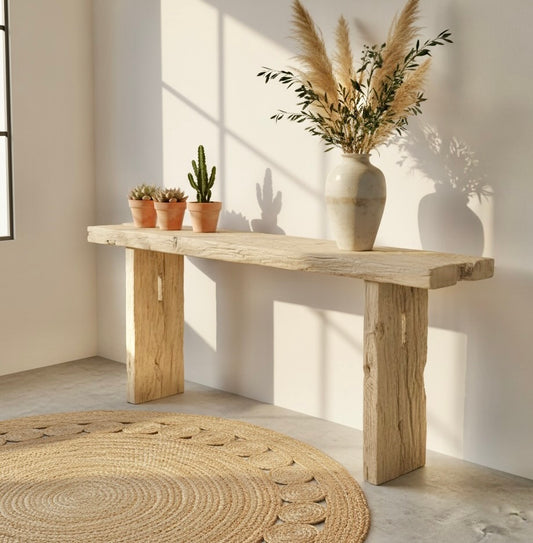 Samar Rustic Console - Vintage Elm Timber | 200 cm | Natural Elm