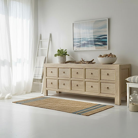 10 Drawers Chest | 220cm  wide | Natural Elm
