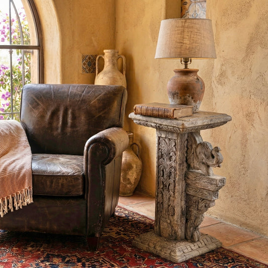 Vintage Indian Hand Carved Side Table (A26VP11)