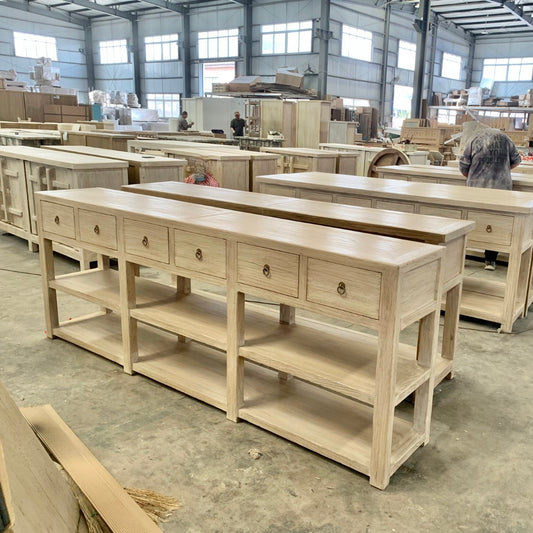 6 Drawer Console | 240 cm | Natural Elm | Pre-Order