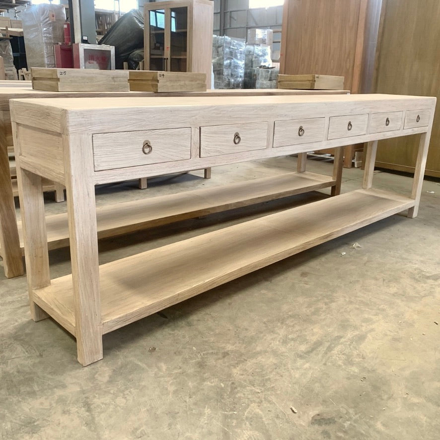 6 Drawer Console | 280 cm | Natural Elm