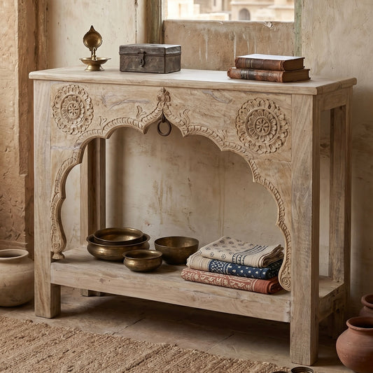 Vintage Indian Hand Carved Console (A26VP68)