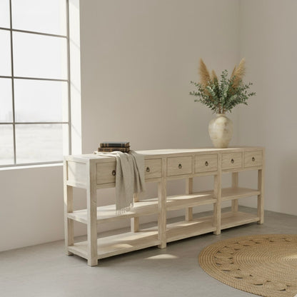 6 Drawer Console | 240 cm | Natural Elm