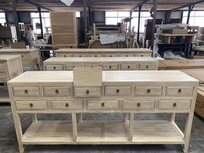 9 Drawer Console with Shelf | 200 cm | Natural Elm